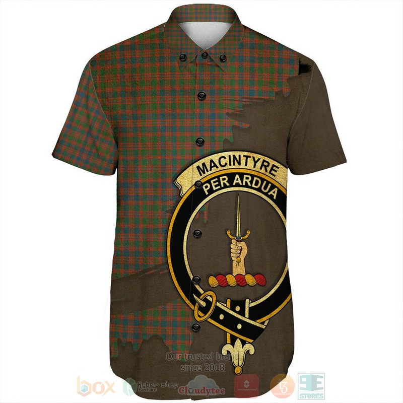 MacIntyre_Hunting_Ancient_Tartan_Crest_Custom_Name_Short_Sleeve_Hawaiian_Shirt_1
