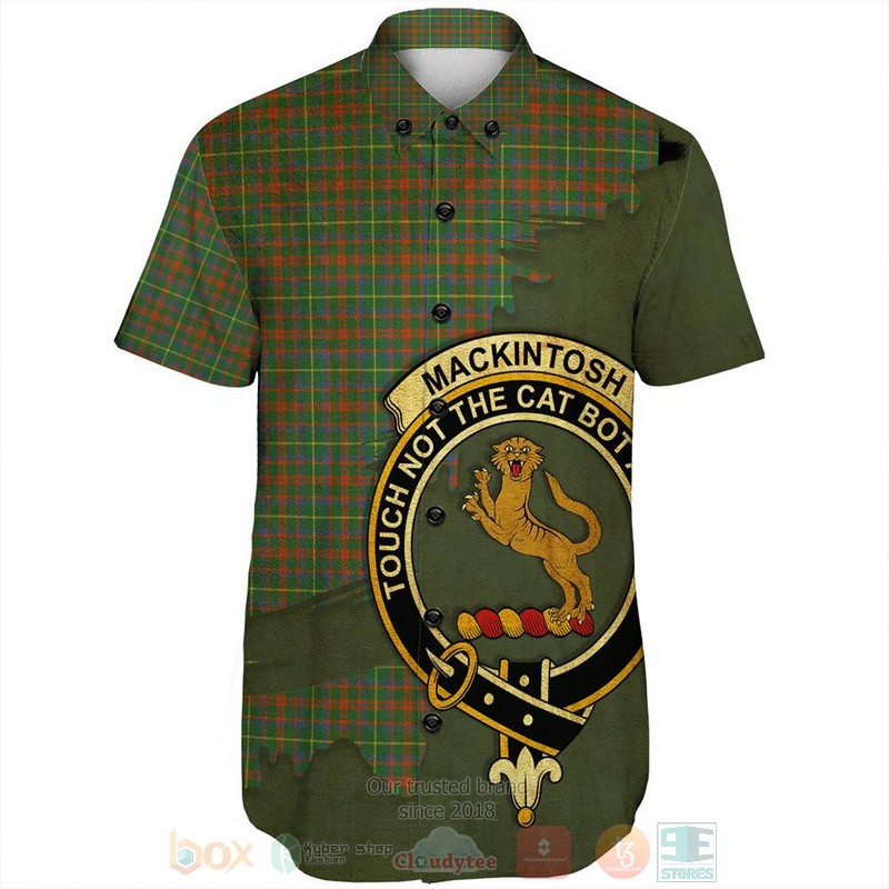 MacKintosh_Hunting_Modern_Tartan_Crest_Custom_Name_Short_Sleeve_Hawaiian_Shirt_1