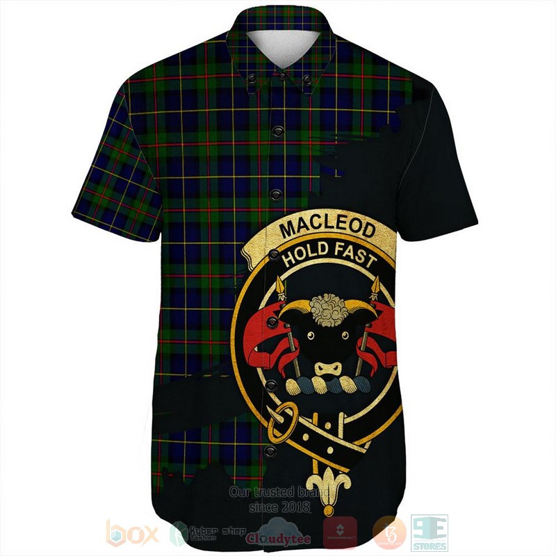 MacLeod_of_Harris_Weathered_Tartan_Crest_Custom_Name_Short_Sleeve_Hawaiian_Shirt_1