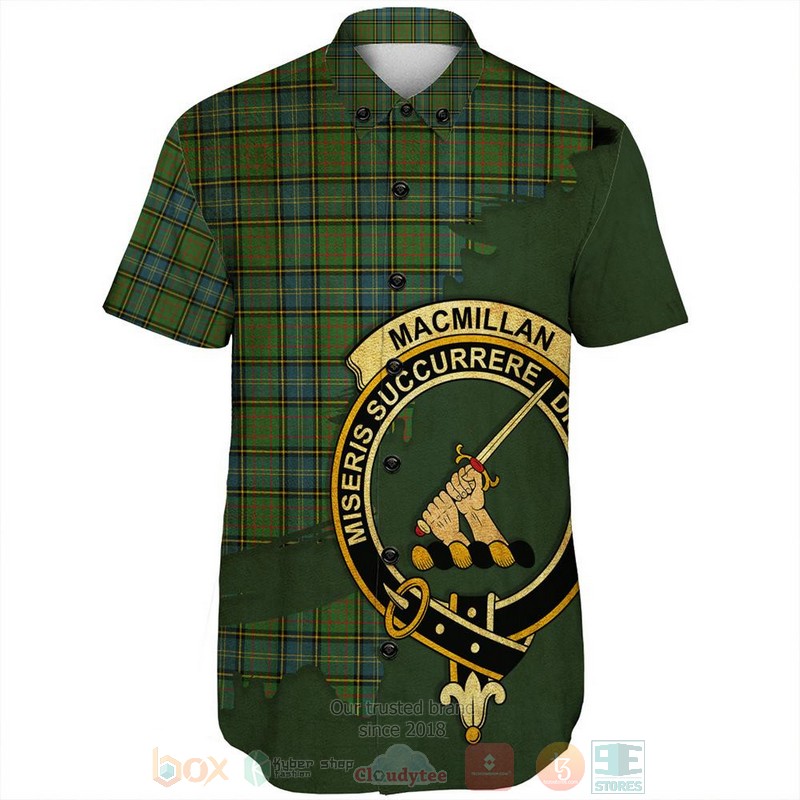 MacMillan_Hunting_Modern_Tartan_Crest_Custom_Name_Short_Sleeve_Hawaiian_Shirt_1