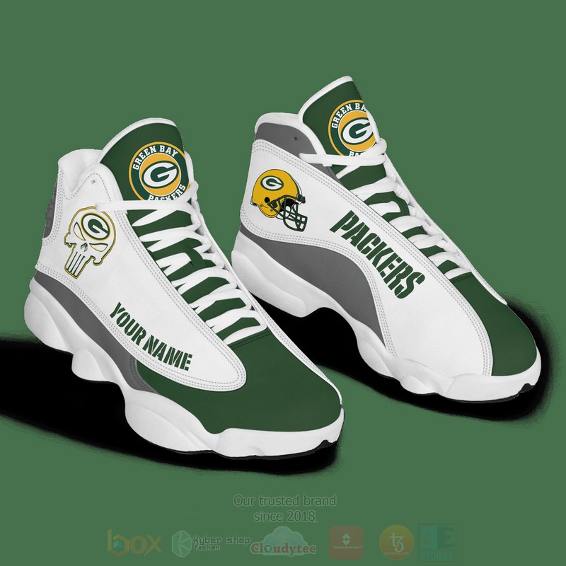 NFL_Green_Bay_Packers_Punisher_Skull_Custom_Name_Air_Jordan_13_Shoes