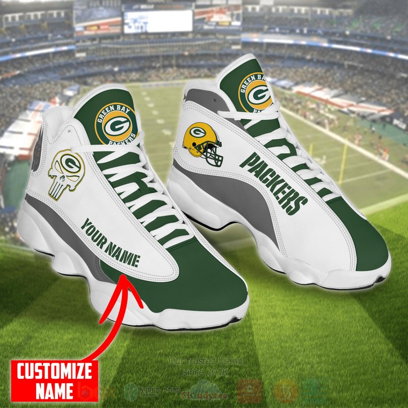 NFL_Green_Bay_Packers_Punisher_Skull_Custom_Name_Air_Jordan_13_Shoes_1