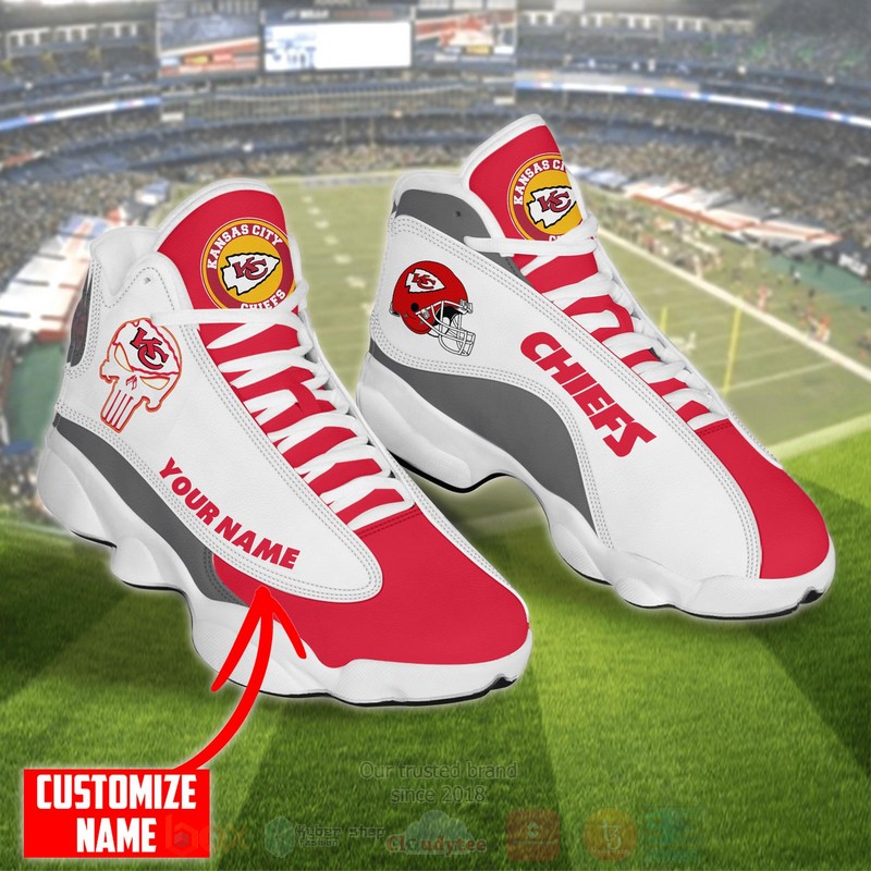 NFL_Kansas_City_Chiefs_Punisher_Skull_Custom_Name_Air_Jordan_13_Shoes
