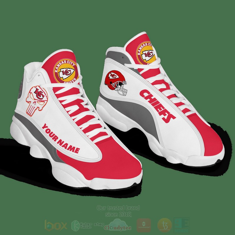 NFL_Kansas_City_Chiefs_Punisher_Skull_Custom_Name_Air_Jordan_13_Shoes_1
