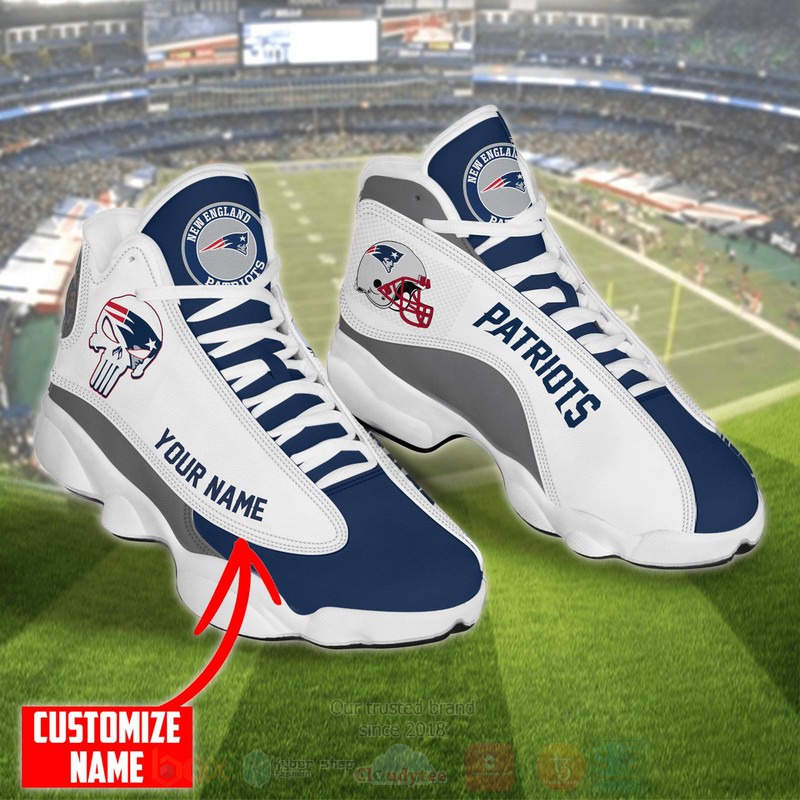 NFL_New_England_Patriots_Punisher_Skull_Custom_Name_Air_Jordan_13_Shoes_1