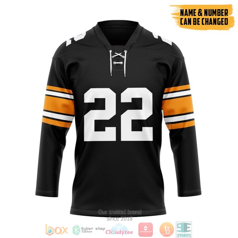 NFL_Pittsburgh_Steelers_Najee_Harris_Custom_Name_and_Number_Hockey_Jersey_Shirt