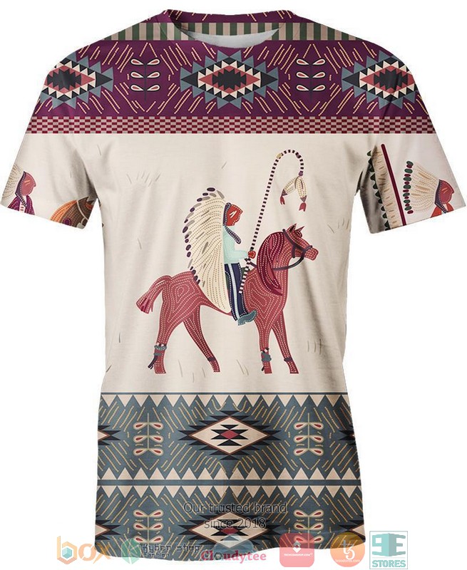 Native_American_Pattern_khaki_blue_3D_Shirt_Hoodie_1