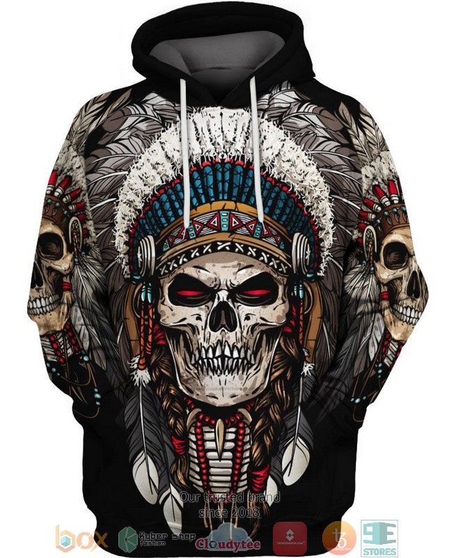 Native_American_Skull_black_3D_Shirt_Hoodie
