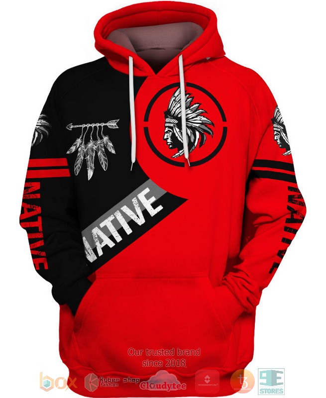 Native_American_black_red_3D_Shirt_Hoodie