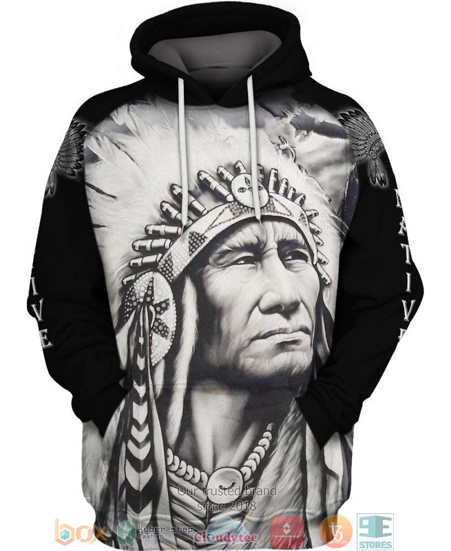 Native_American_black_white_3D_Shirt_Hoodie
