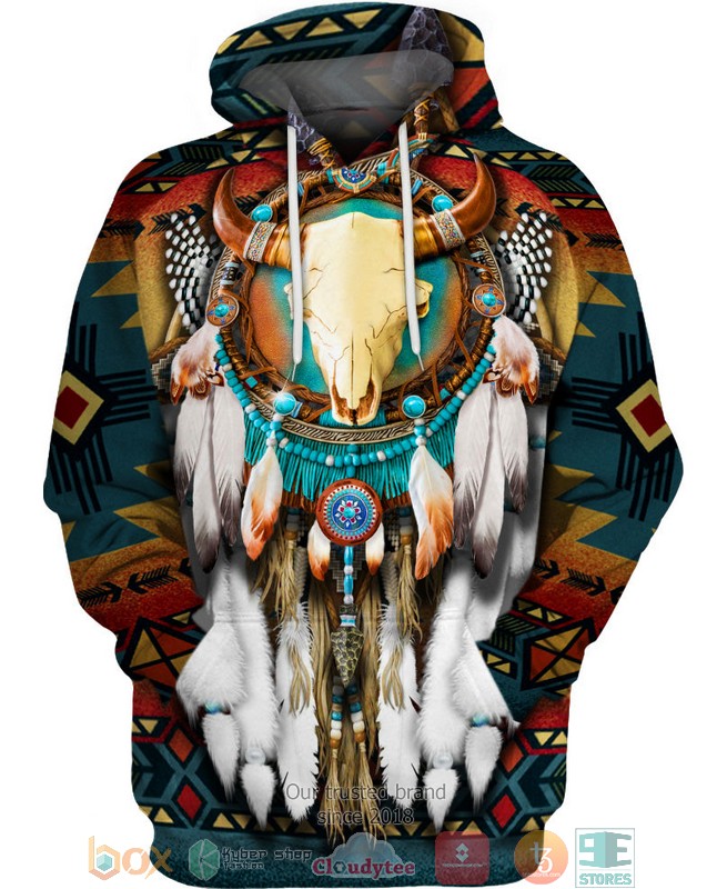 Native_Bison_Skull_Dreamcatcher_3D_Shirt_Hoodie