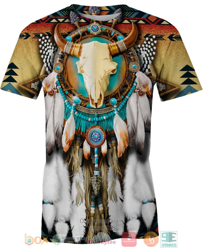 Native_Bison_Skull_Dreamcatcher_3D_Shirt_Hoodie_1