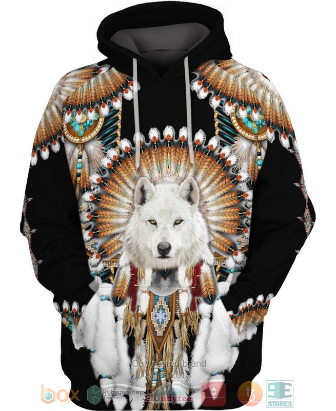 Native_Wolf_black_3D_Shirt_Hoodie