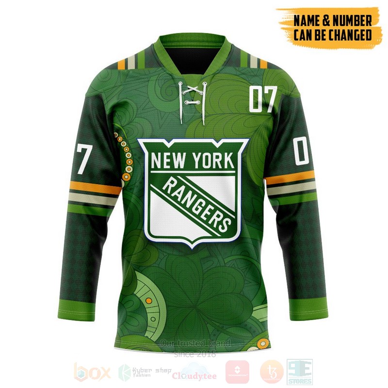 New_York_Rangers_NHL_2022_St_Patrick_Day_Personalized_Hockey_Jersey