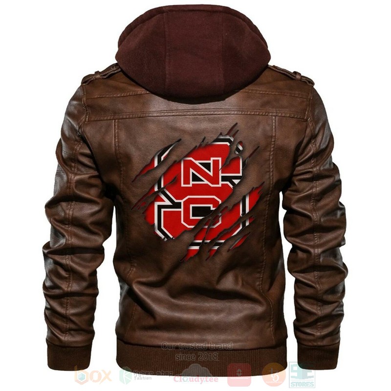 North_Carolina_State_NCAA_Brown_Motorcycle_Leather_Jacket