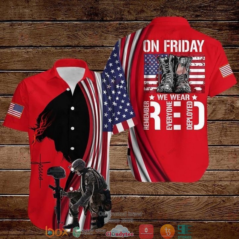On_Friday_we_were_Red_Jesus_Army_US_flag_Hawaiian_Shirt