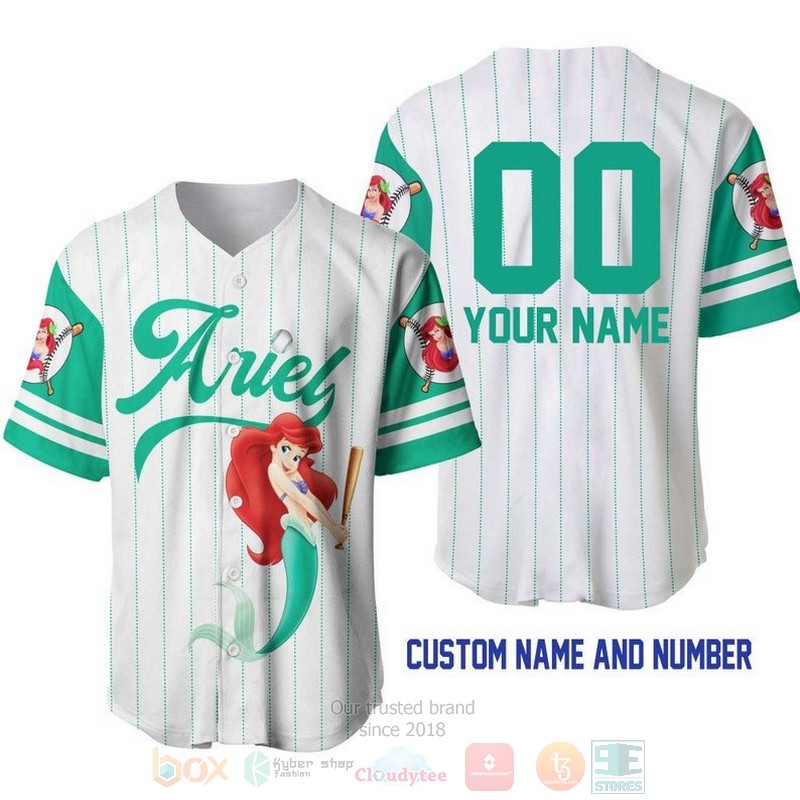 Personalized_Ariel_Princess_The_Little_Mermaid_All_Over_Print_Pinstripe_White_Baseball_Jersey