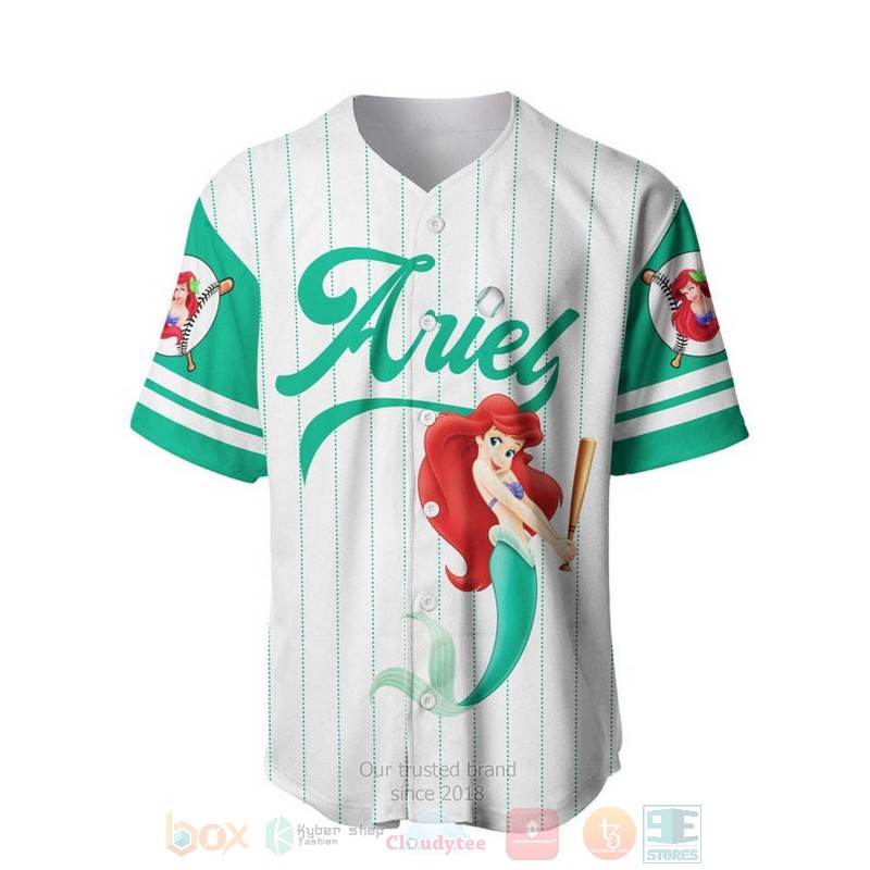 Personalized_Ariel_Princess_The_Little_Mermaid_All_Over_Print_Pinstripe_White_Baseball_Jersey_1