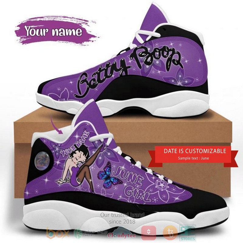 Personalized_Betty_Boop_Cartoon_custom_purple_Air_Jordan_13_shoes