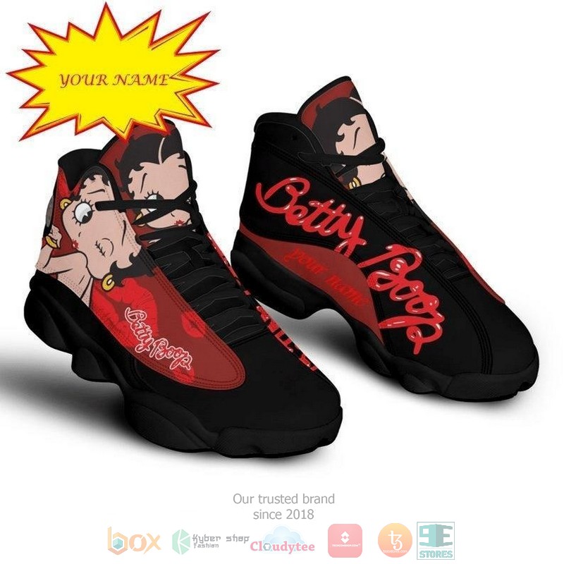 Personalized_Betty_Boop_custom_red_black_Air_Jordan_13_shoes