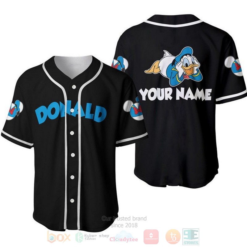 Personalized_Blue_Chilling_Donald_Duck_All_Over_Print_Black_Baseball_Jersey