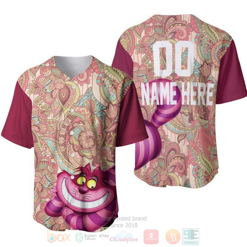 Personalized_Cheshire_Cat_Disney_Flowery_Pattern_All_Over_Print__Baseball_Jersey