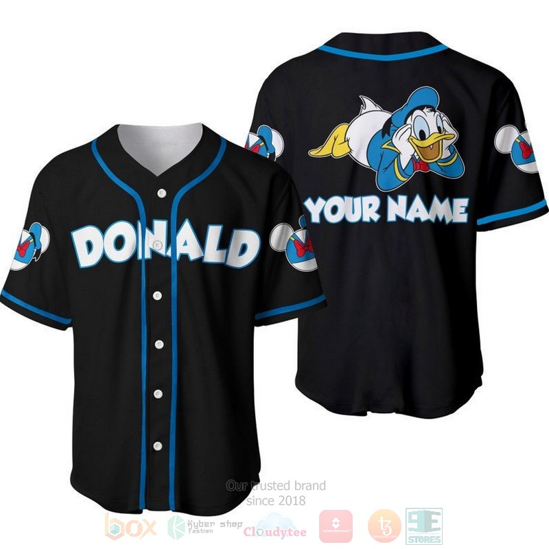Personalized_Chilling_Donald_Duck_Disney_All_Over_Print_Black_Baseball_Jersey