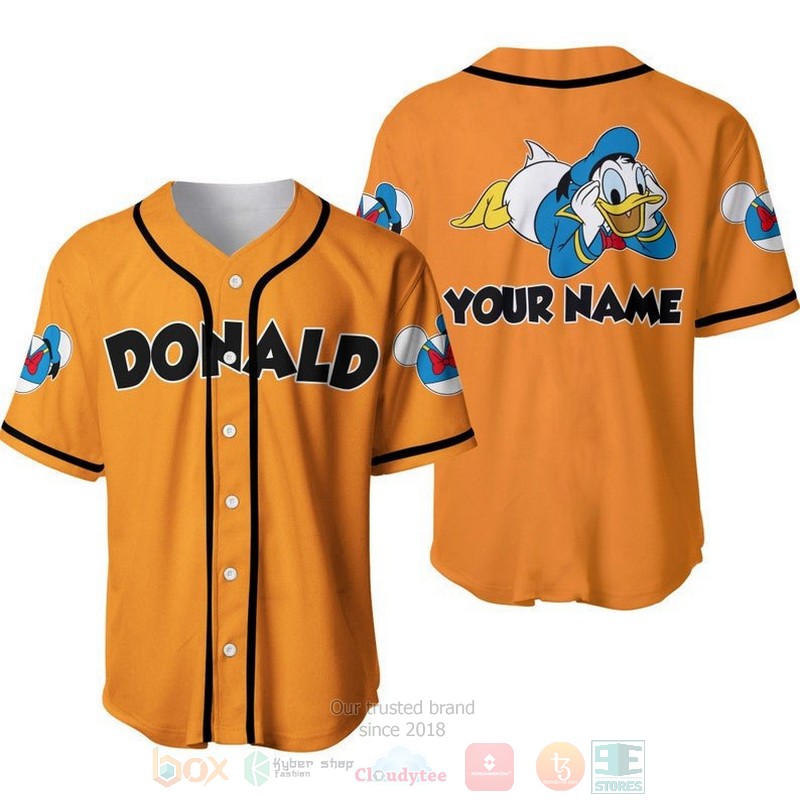 Personalized_Chilling_Donald_Duck_Disney_All_Over_Print_Orange_Baseball_Jersey