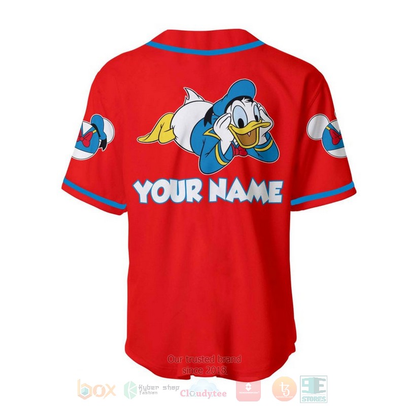 Personalized_Chilling_Donald_Duck_Disney_All_Over_Print_Red_Baseball_Jersey_1