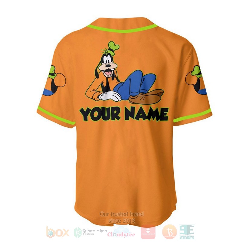 Personalized_Chilling_Goofy_Dog_Disney_All_Over_Print_Orange_Baseball_Jersey_1