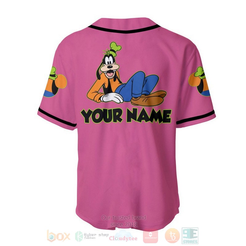 Personalized_Chilling_Goofy_Dog_Disney_All_Over_Print_Pink_Baseball_Jersey_1