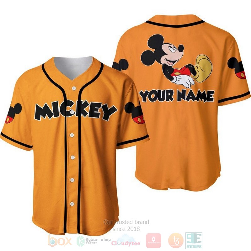 Personalized_Chilling_Mickey_Mouse_Disney_All_Over_Print_Orange_Baseball_Jersey