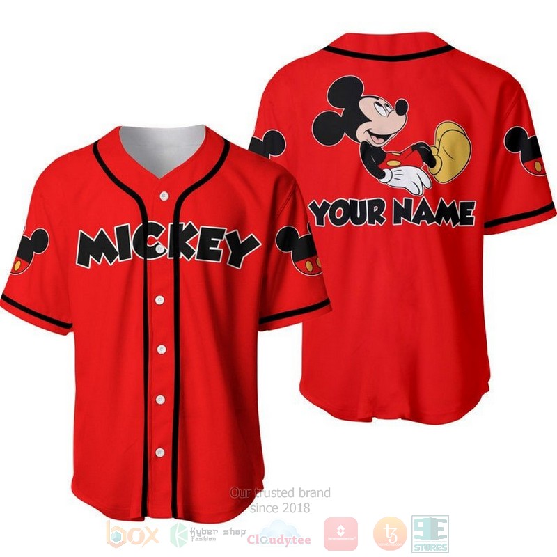 Personalized_Chilling_Mickey_Mouse_Disney_All_Over_Print_Red_Baseball_Jersey