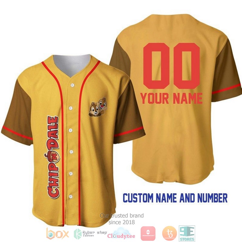 Personalized_Chipmunks_Chip_n_Dale_Gold_Brown_Baseball_Jersey