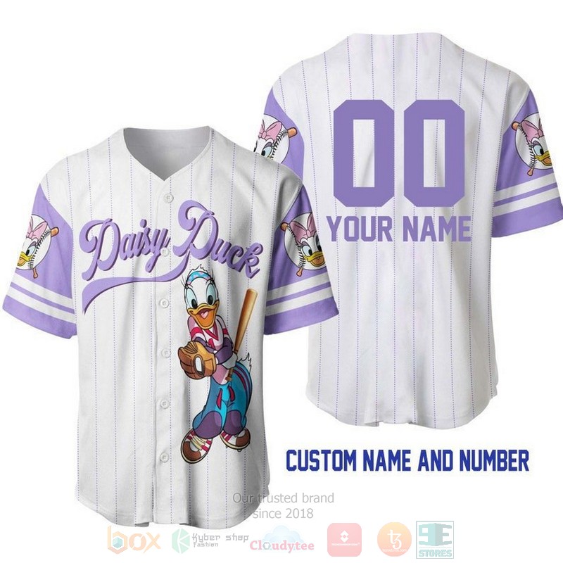 Personalized_Daisy_Duck_All_Over_Print_Pinstripe_White_Baseball_Jersey