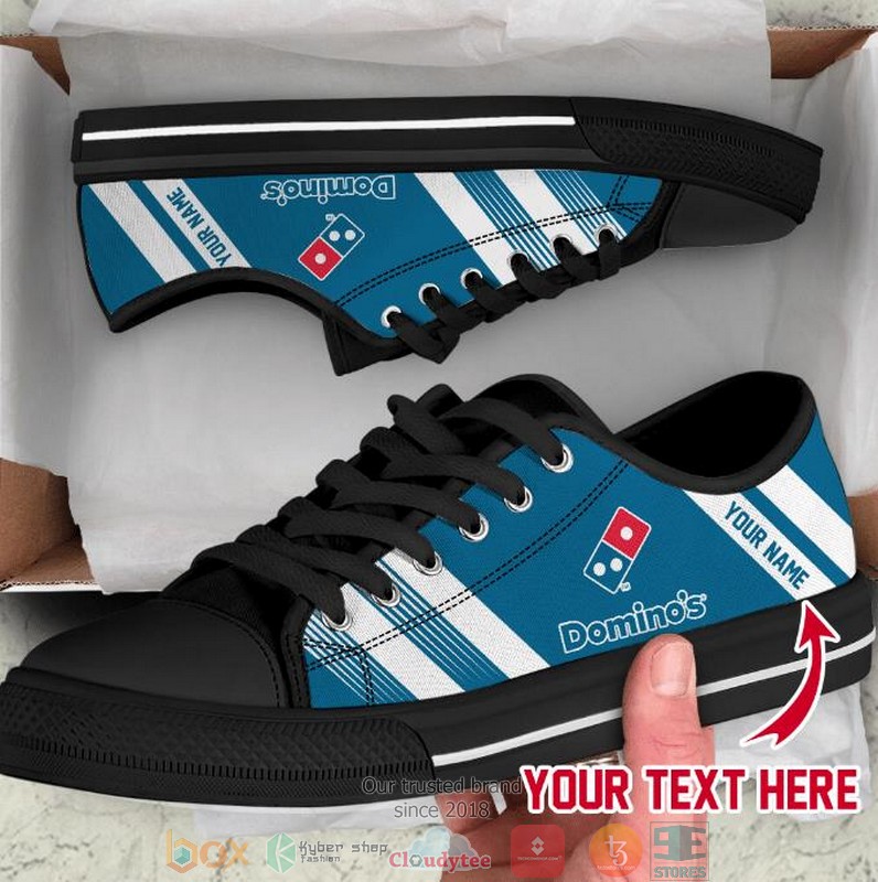Personalized_Dominos_Striped_Black_Low_Top_Canvas_Shoes