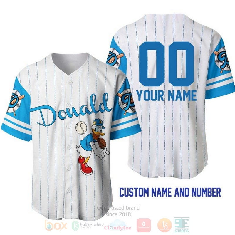 Personalized_Donald_Duck_All_Over_Print_Pinstripe_White_Baseball_Jersey