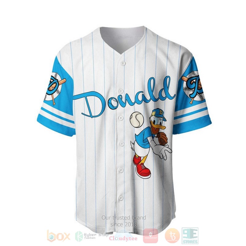 Personalized_Donald_Duck_All_Over_Print_Pinstripe_White_Baseball_Jersey_1