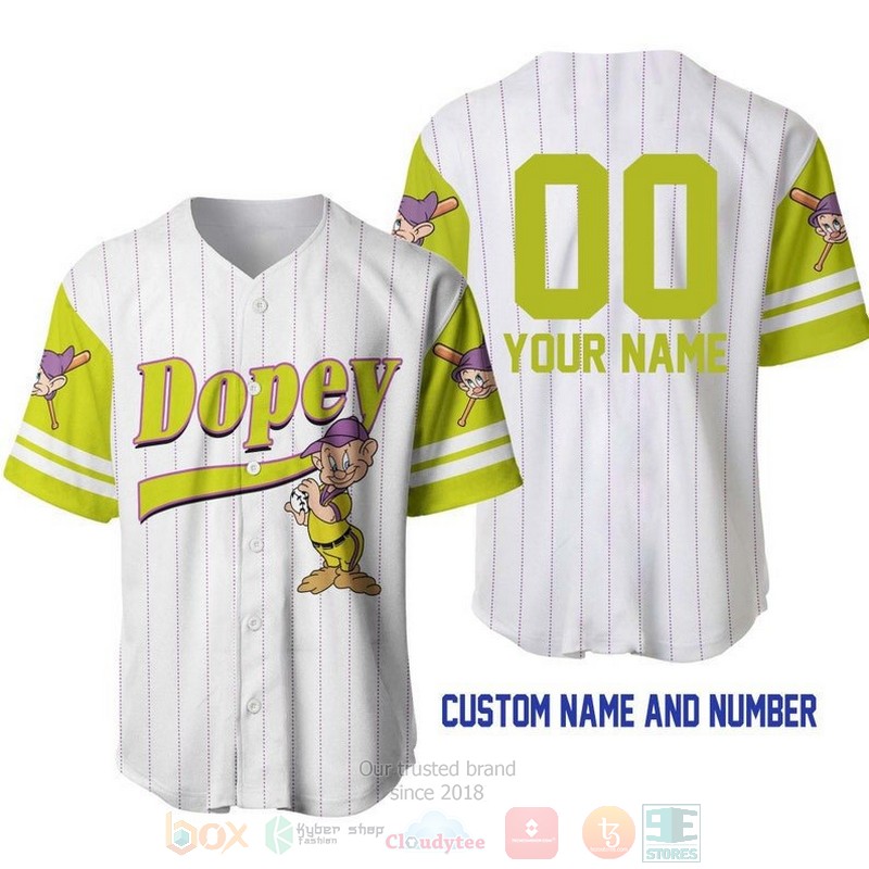 Personalized_Dopey_Dwarf_Snow_White_All_Over_Print_Pinstripe_White_Baseball_Jersey