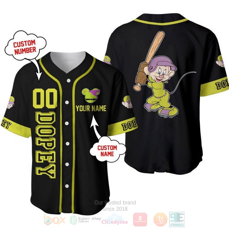 Personalized_Dopey_Dwarf_Snow_White_Playing_Baseball_All_Over_Print_Black_Baseball_Jersey