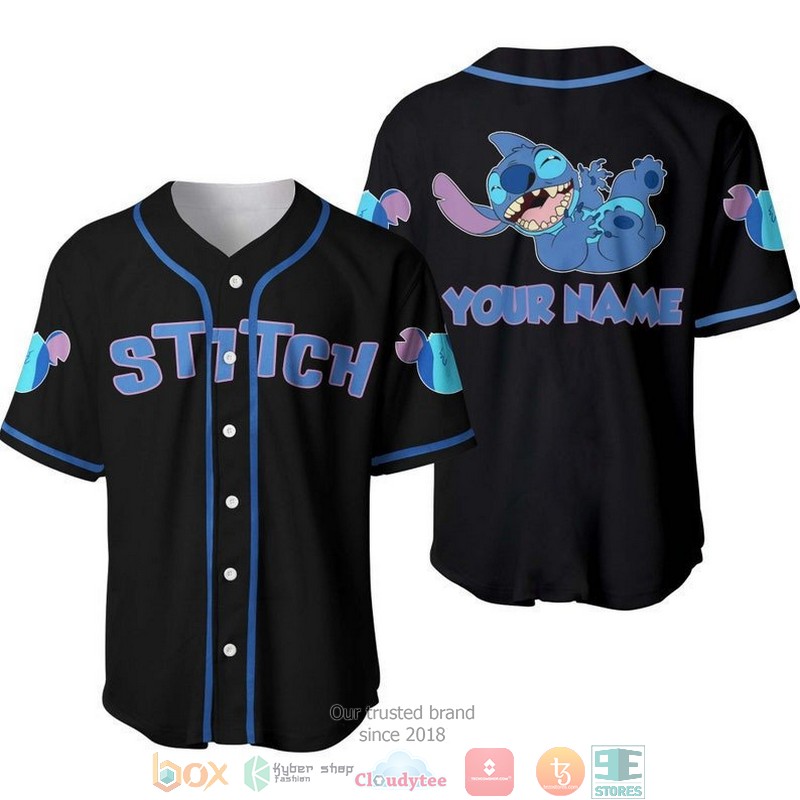 Personalized_Happy_Stitch_Disney_Black_Baseball_Jersey