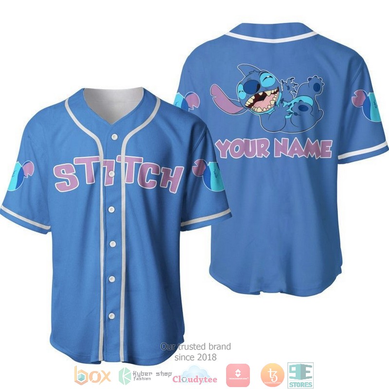 Personalized_Happy_Stitch_Disney_Blue_Baseball_Jersey
