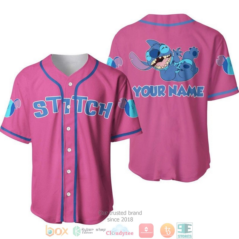Personalized_Happy_Stitch_Disney_Pink_Baseball_Jersey