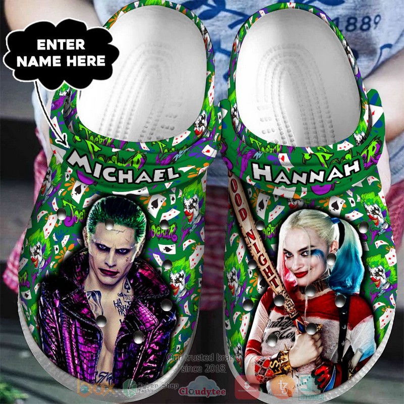 Personalized_Joker_and_Harley_Quinn_green_custom_Crocband_Clog