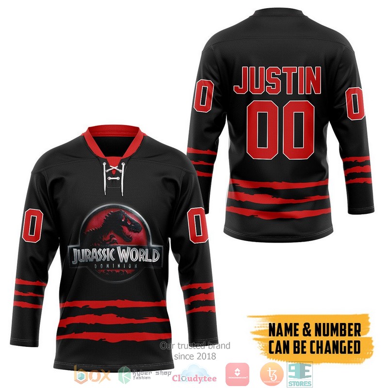 Personalized_Jurassic_World_Red_Hockey_Jersey_Shirt