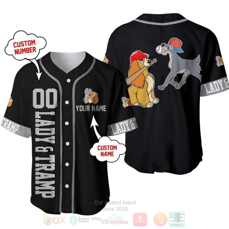 Personalized_Lady_And_The_Tramp_Dogs_Disney_Playing_Baseball_All_Over_Print_Black_Baseball_Jersey