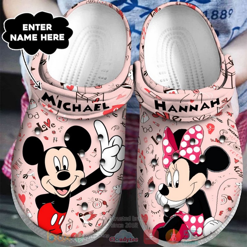 Personalized_Love_Mickey_Minnie_pink_custom_Crocband_Clog