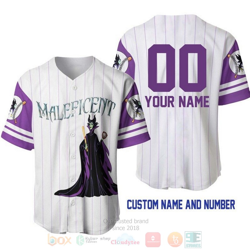 Personalized_Maleficent_All_Over_Print_Pinstripe_White_Baseball_Jersey