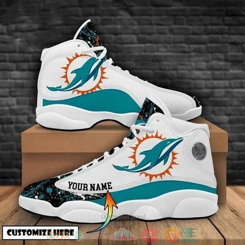 Personalized_Miami_Dolphins_NFL_football_team_logo_custom_Air_Jordan_13_shoes