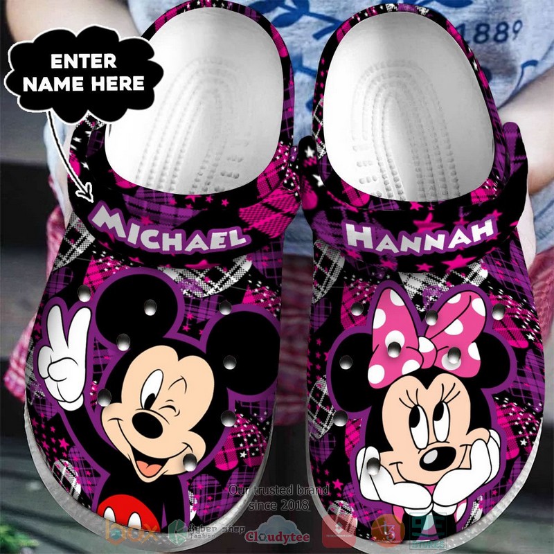 Personalized_Mickey_Minnie_checked_custom_Crocband_Clog